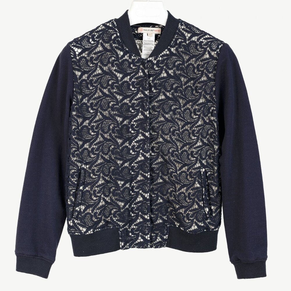 Paul & Joe Sister Navy Lace Bomber Jacket